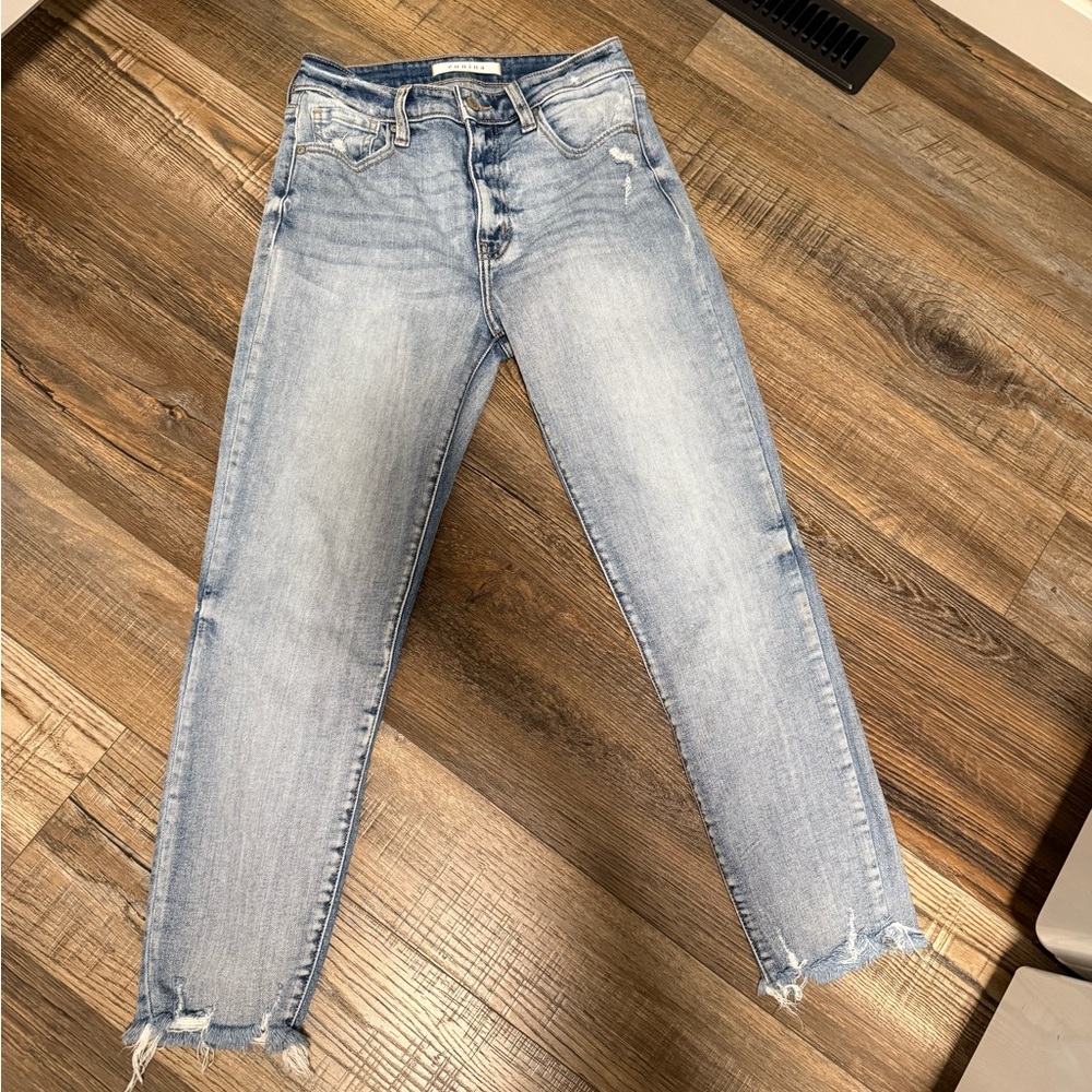 Eunina Light Blue Distressed Ankle Jeans